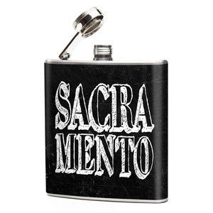 Hip Flask Sacramento Designer Oso + Bean 6 Oz Black White California Souvenir